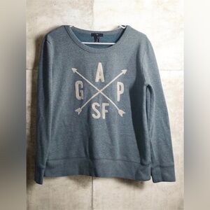 Gap Y2K sweatshirt women's size medium blue white direction arrows SF pullover